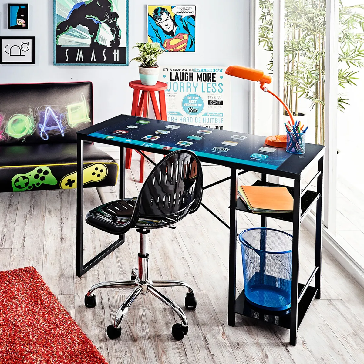 JUST HOME COLLECTION - Escritorio Negro de Vidrio Asenti