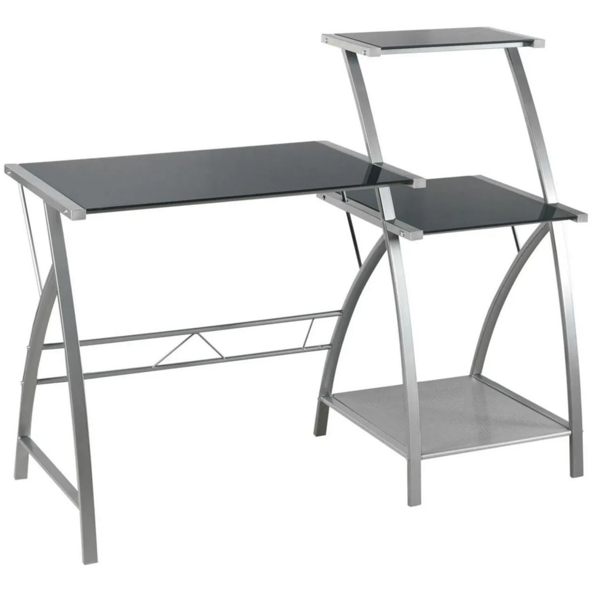 JUST HOME COLLECTION - Escritorio Plateado Vidrio con Estante