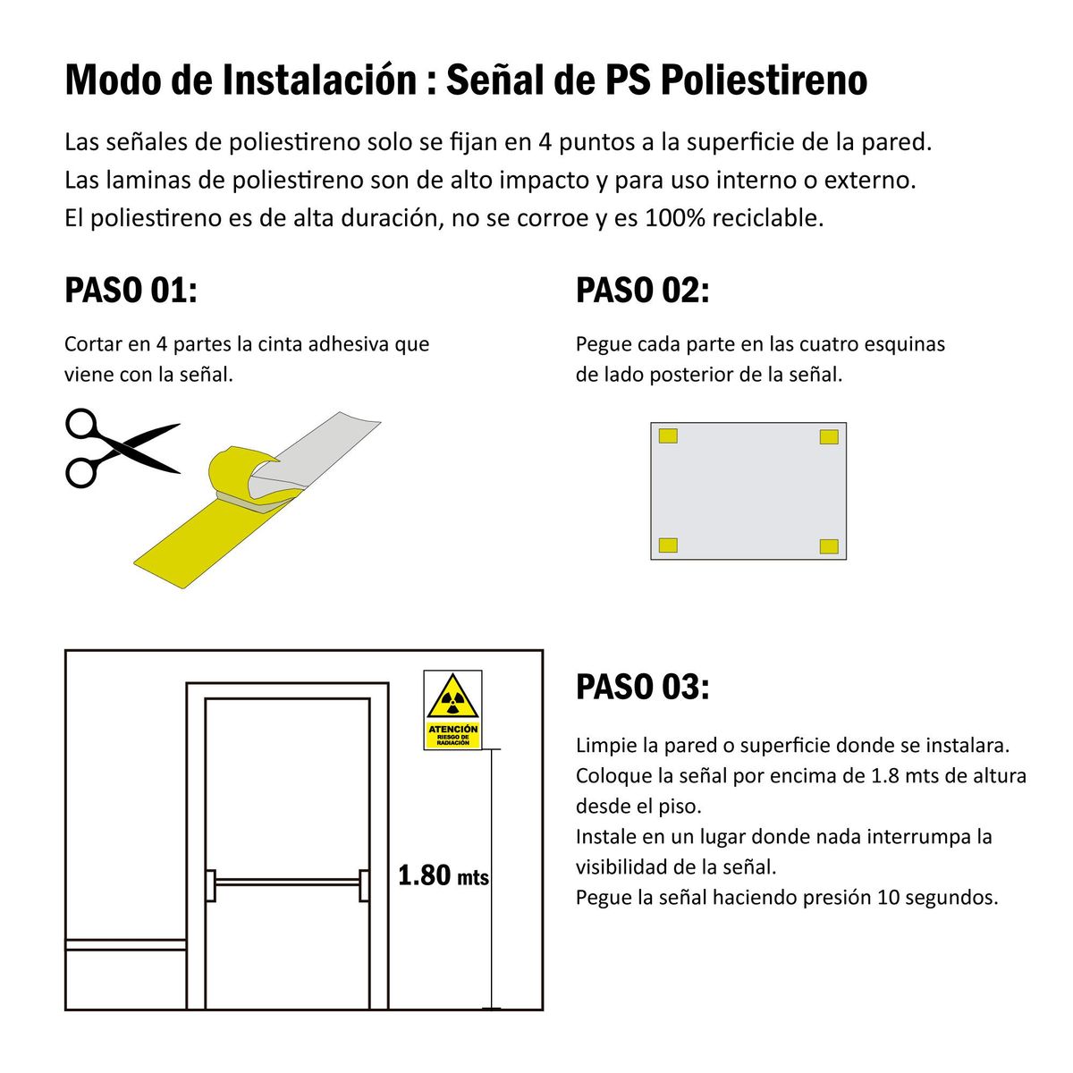 FIXSER - Señal de Riesgo Radioactivo 15x22.5 cm.