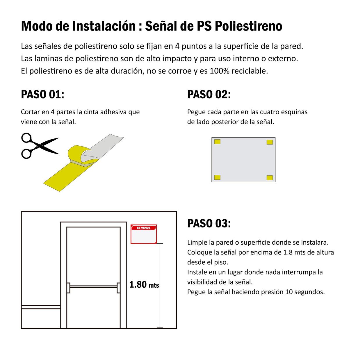 FIXSER - Señal de Se Vende 20x30 cm.