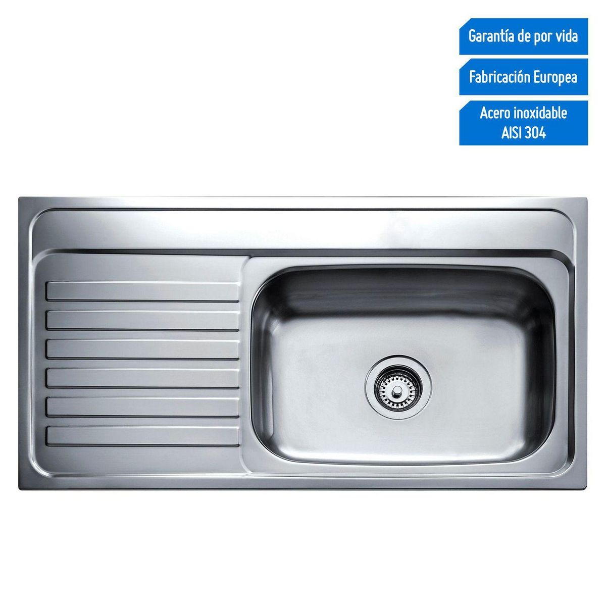 TEKA - Lavadero de Cocina Acero Inoxidable Teka 1 Poza con Escurridor 51x90cm