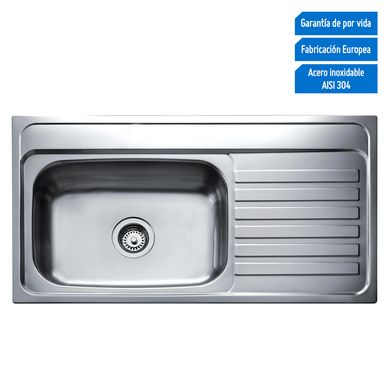Lavadero de Cocina Acero Inoxidable 1 Poza con Escurridor 51x90cm