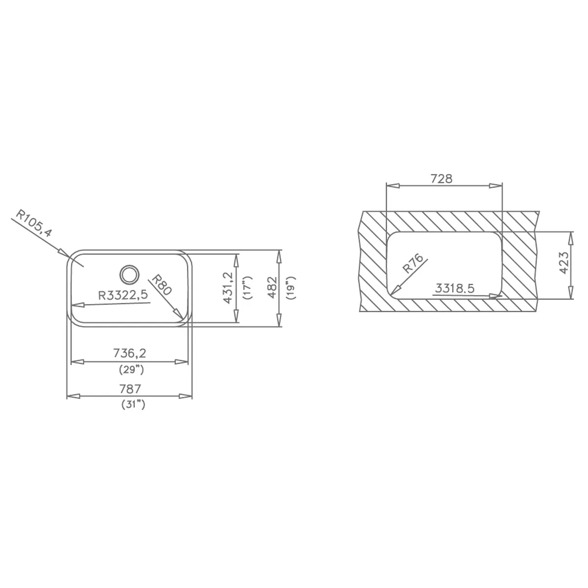 TEKA - Lavadero de Cocina Acero Inoxidable Teka 1 Poza 78.7x48.2cm
