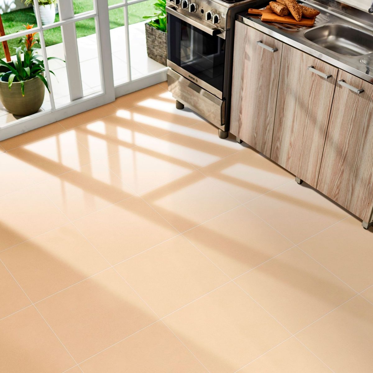 HOLZTEK - Porcelanato Beige II Liso 60x60 cm para piso o pared