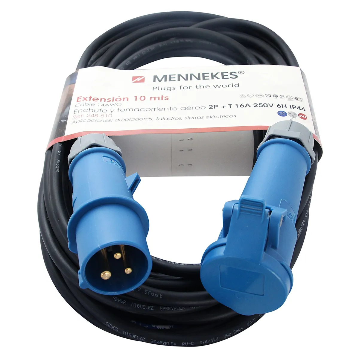 MENNEKES - Extensión eléctrica Industrial 3x146AWG 10 Metros Azul