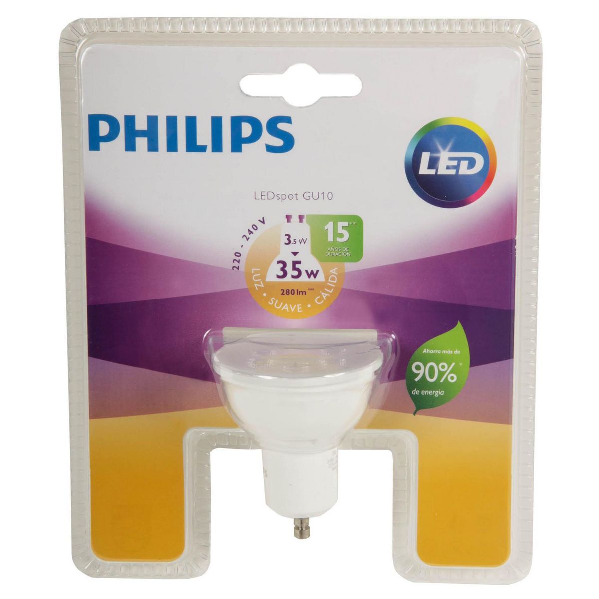 PHILIPS - Foco LED Dicroico Gu10 3.5W Luz Amarilla