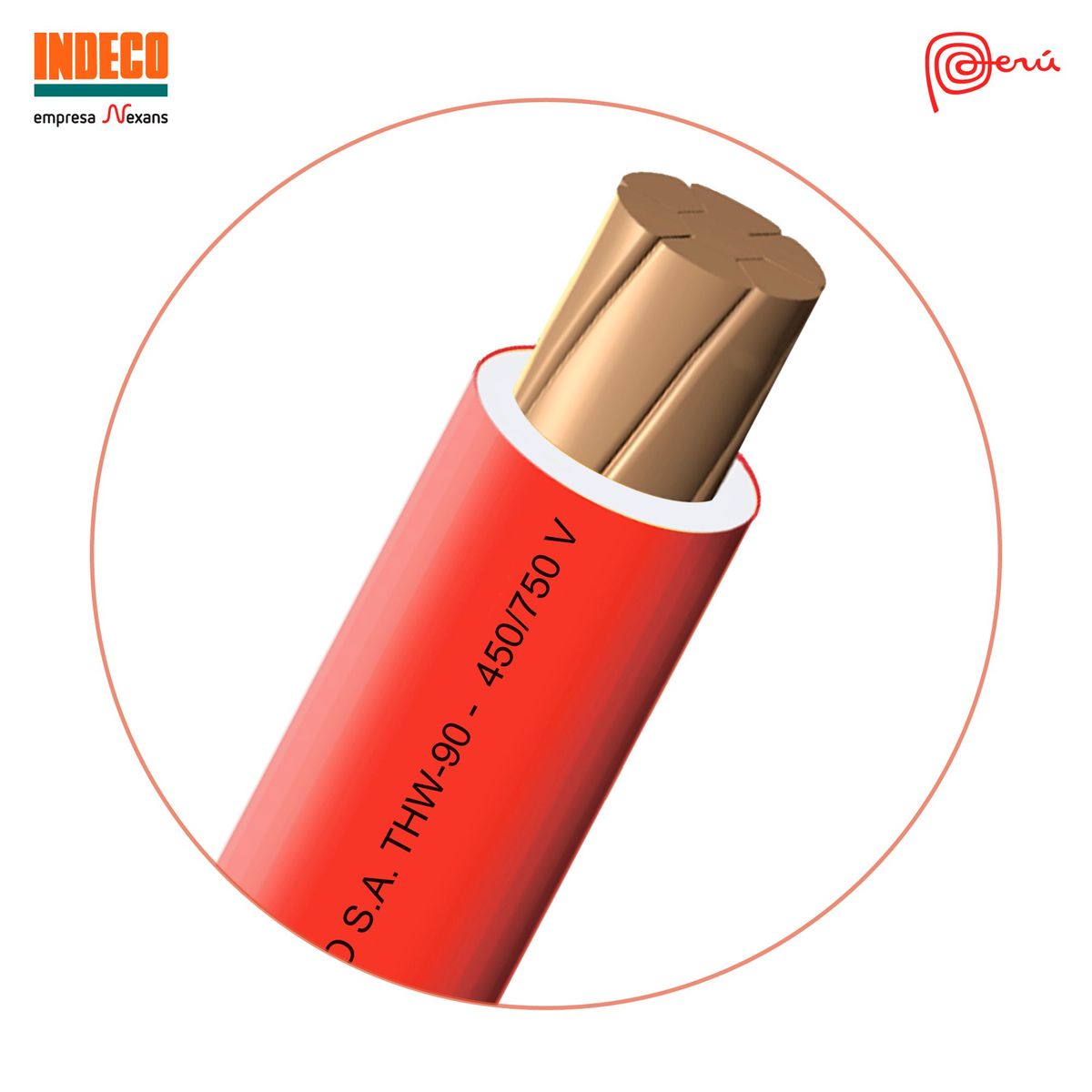 GENERAL - Cable THW-90 450/750V 2.5mm2 Rojo 100 Metros