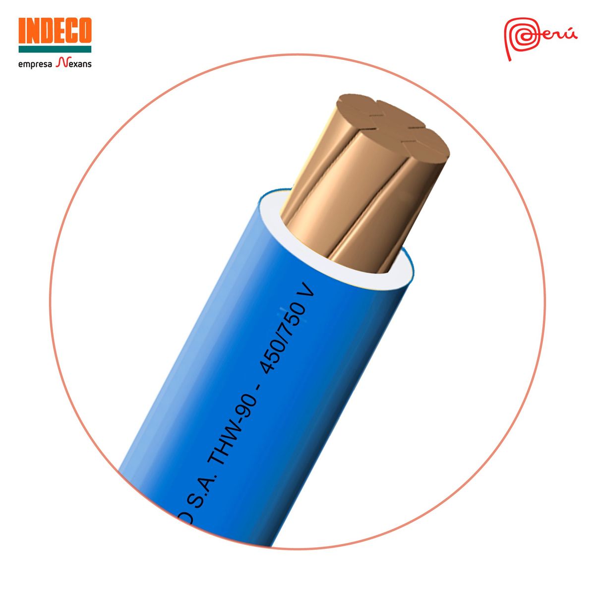 INDECO - Cable THW 4mm2 Azul 100 Metros