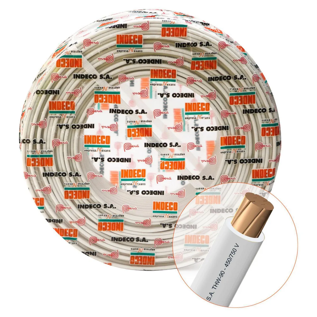 INDECO - Cable THW-90 450/750V 4mm2 Blanco 100 Metros