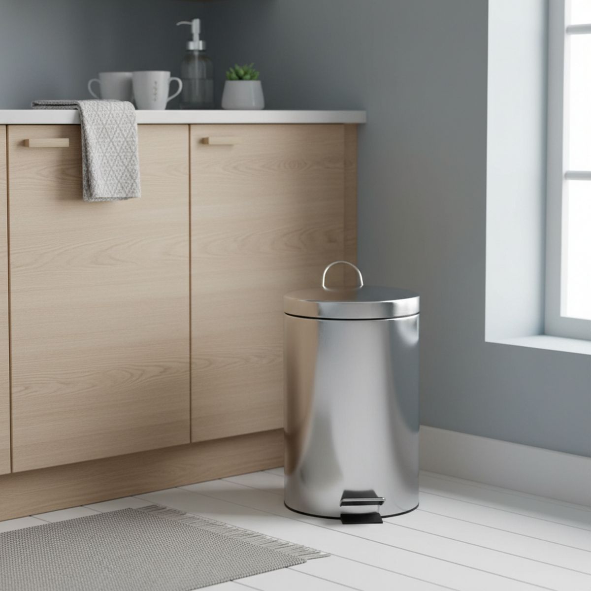 Papelera de Acero Inoxidable con Pedal 12L, marca JUST HOME COLLECTION - Foto Principal