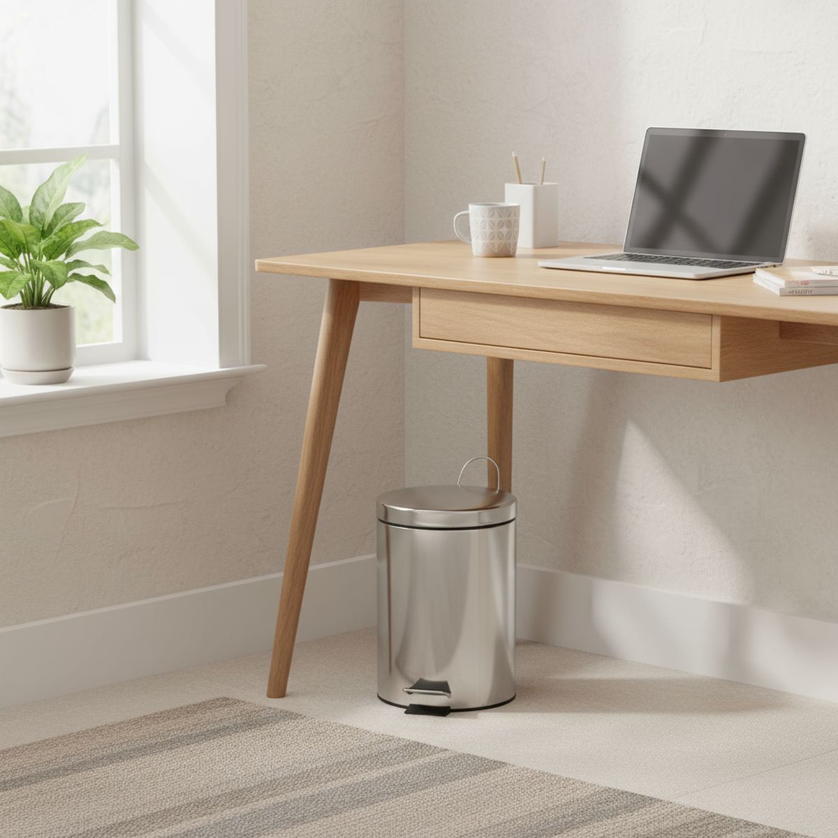 JUST HOME COLLECTION - Papelera de Acero Inoxidable con Pedal 12L