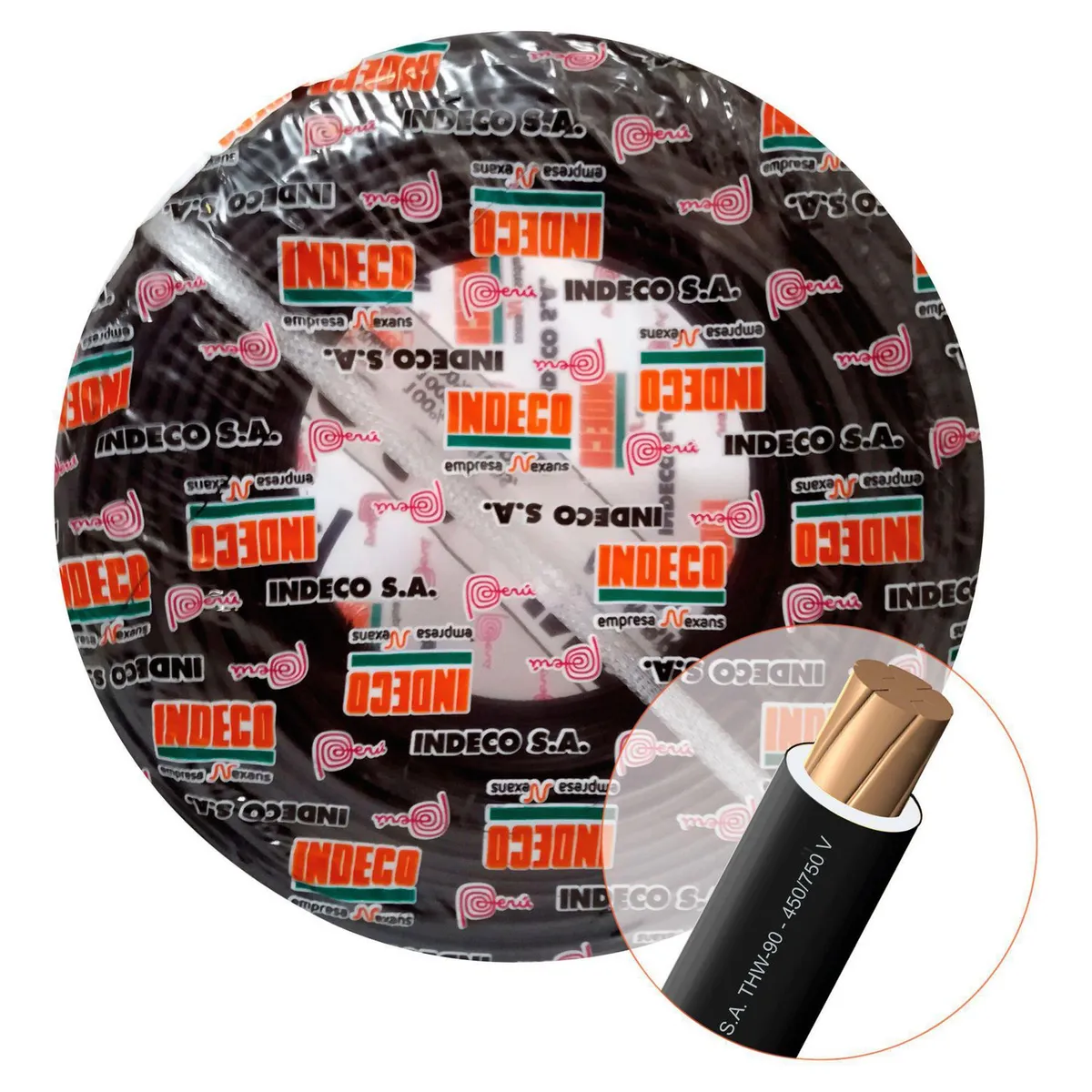 INDECO - Cable THW-90 450/750V 6mm2 Negro 100 Metros