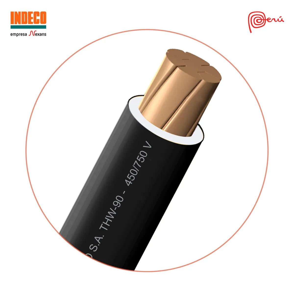 INDECO - Cable THW-90 450/750V 6mm2 Negro 100 Metros