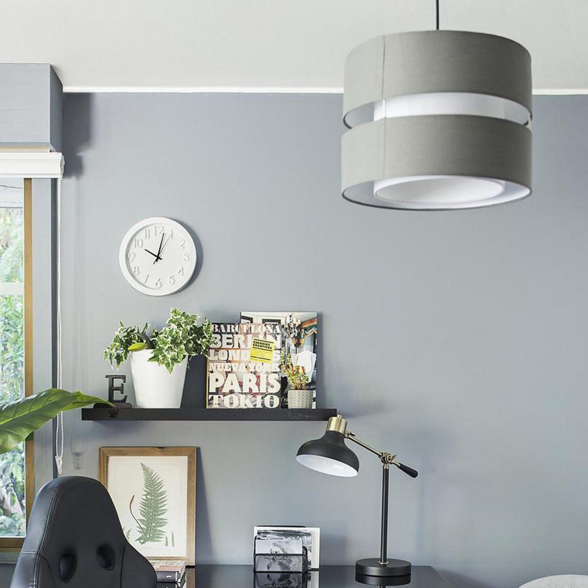 JUST HOME COLLECTION - Lámpara Colgante Antonia 1 Luz Acero Gris 60 W 30 cm