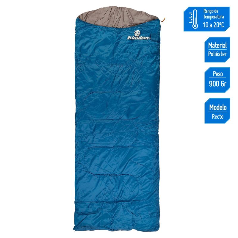 KLIMBER - Bolsa de Dormir con Cabezal Azul 180x75 cm
