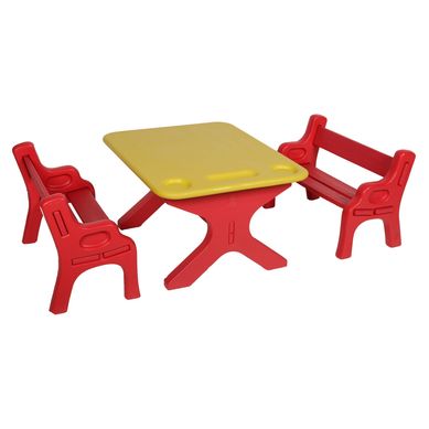Set Didctico 1 Mesa con 2 sillas rojo/amarillo