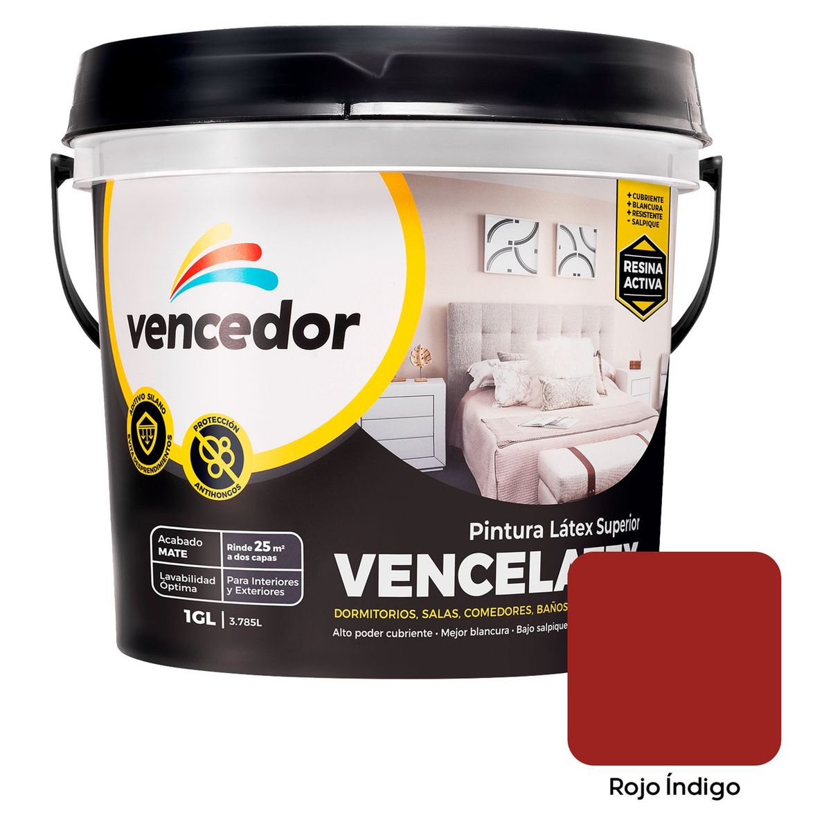 Pintura Vencelatex Rojo Indigo 1GL, marca VENCEDOR - Foto Principal