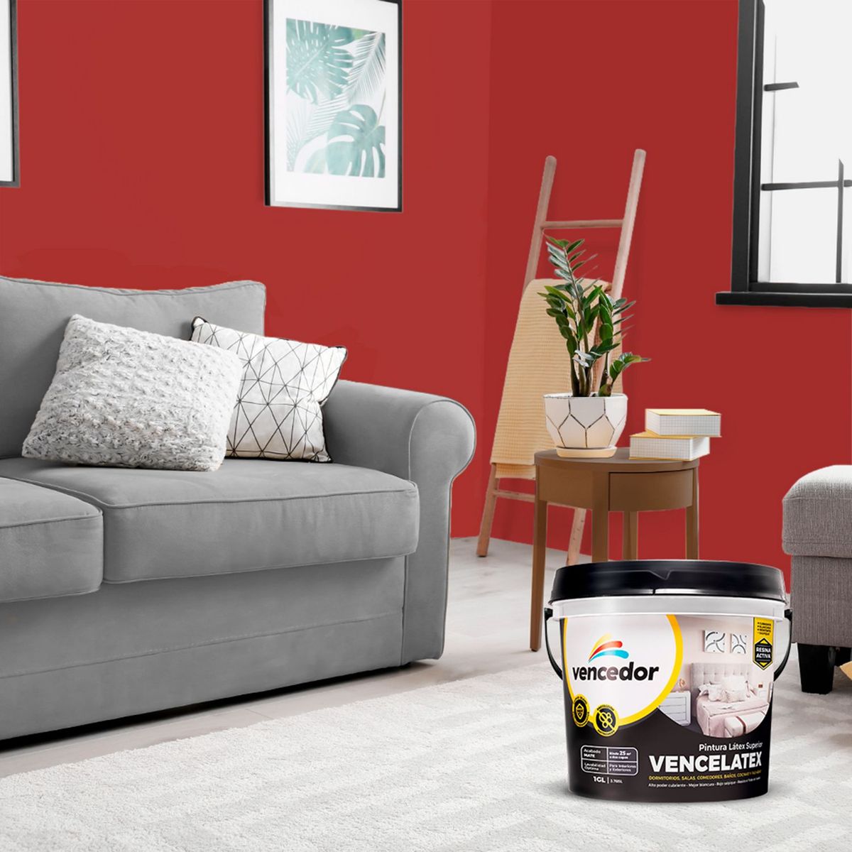 Pintura Vencelatex Rojo Indigo 1GL, marca VENCEDOR - Foto 2