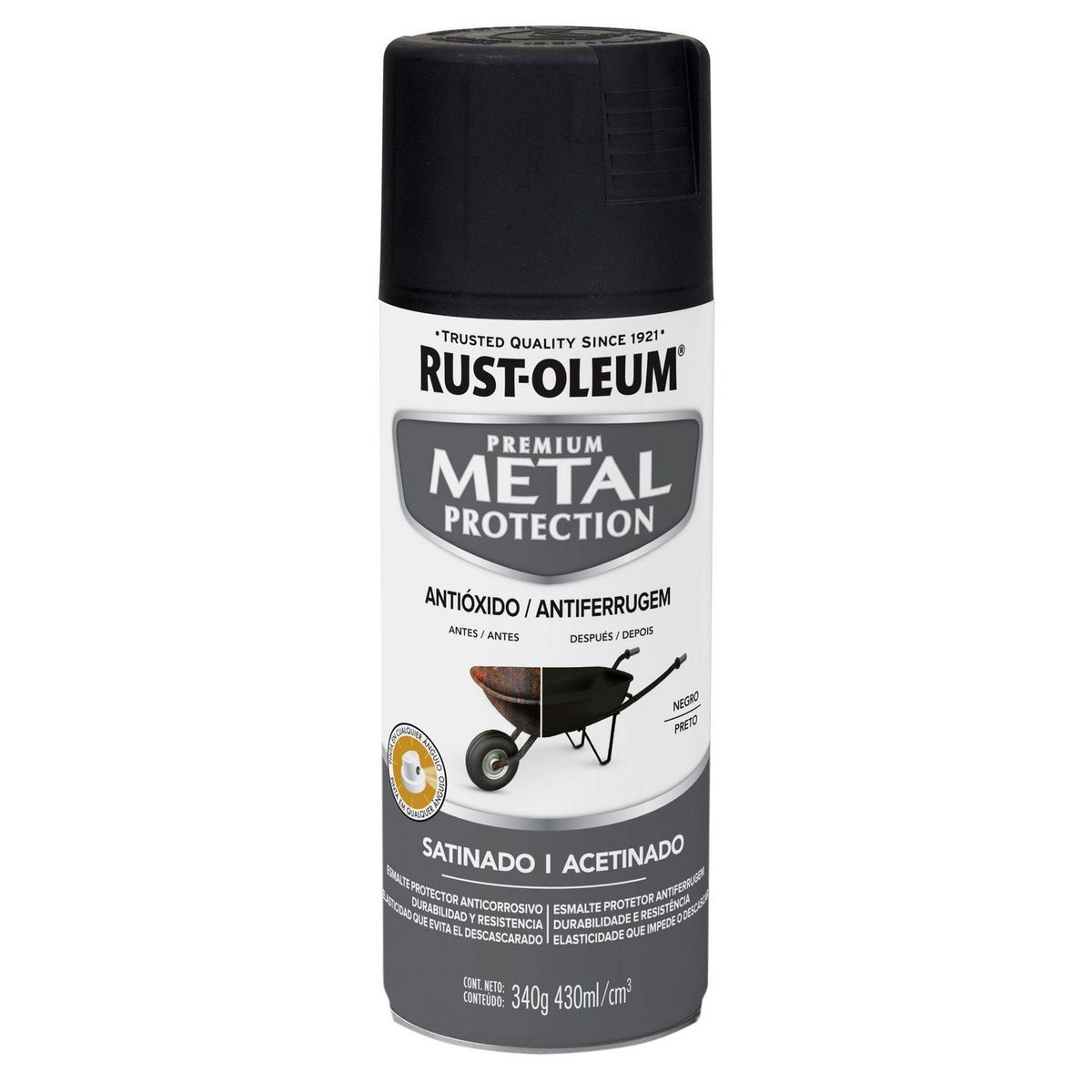 RUST OLEUM - Spray Protector de Superficies Metálicas Satinado Negro 340 Gr