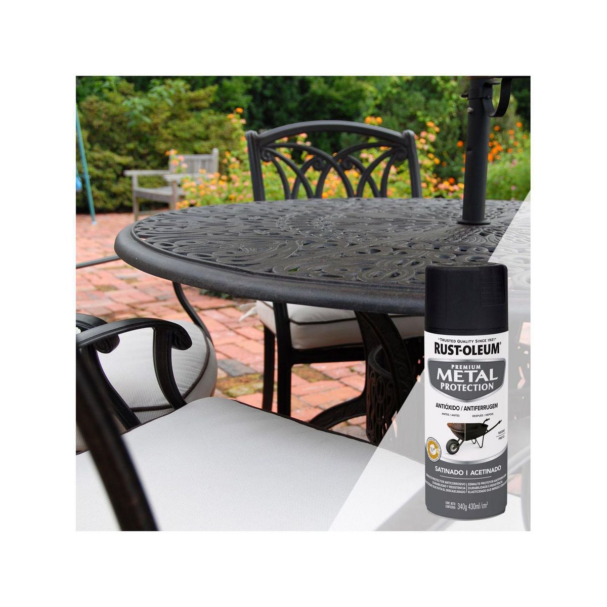 RUST OLEUM - Spray Protector de Superficies Metálicas Satinado Negro 340 Gr