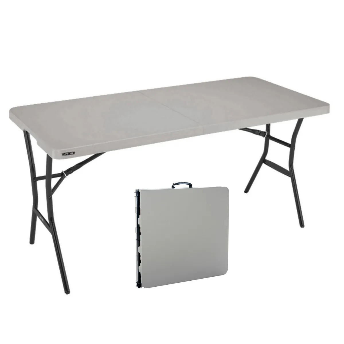 LIFETIME - Mesa Plegable Rectangular Gris Claro 153CM