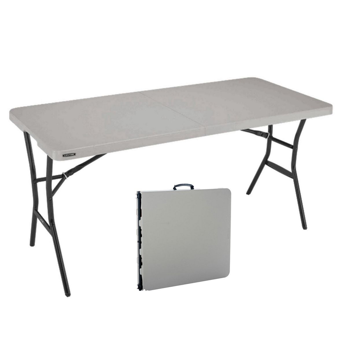 LIFETIME - Mesa Plegable Rectangular Gris Claro 153CM