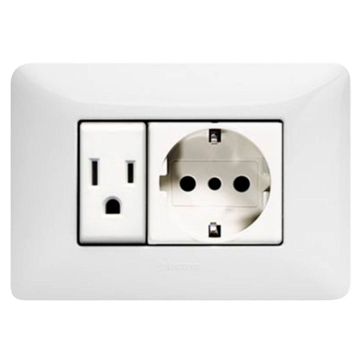 BTICINO - Tomacorriente Schuko + Americano Matix Blanco