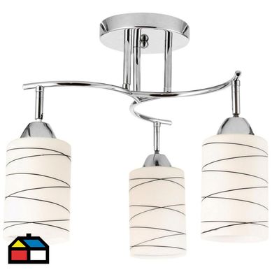 L�mpara Techo Lugo 3 Luces Metal Gris/Plata 60 W 26 cm