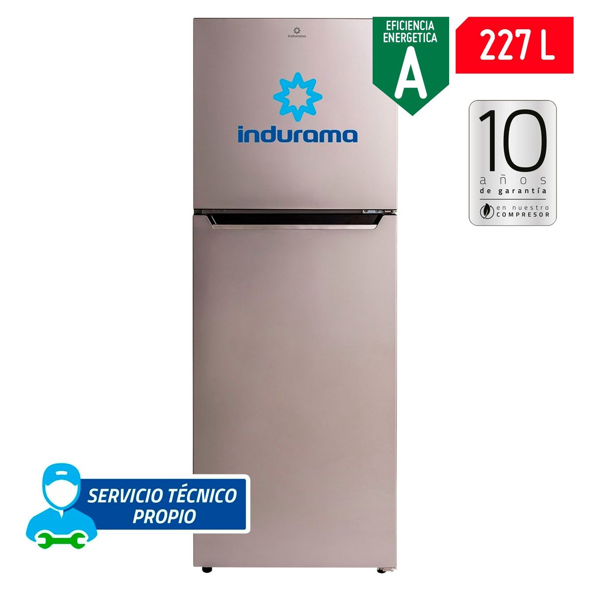 INDURAMA - Refrigeradora Indurama 227 Lt Top Freezer RI-379 Plata