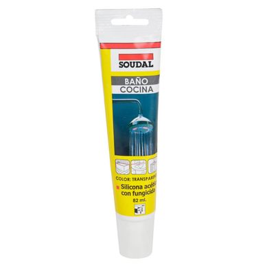 Silicona Transparente Soudal baos y cocinas 82 ml