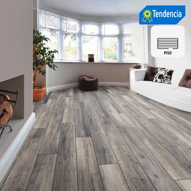 Piso Laminado Roble Gris 8mm rendimiento: 2.694m2