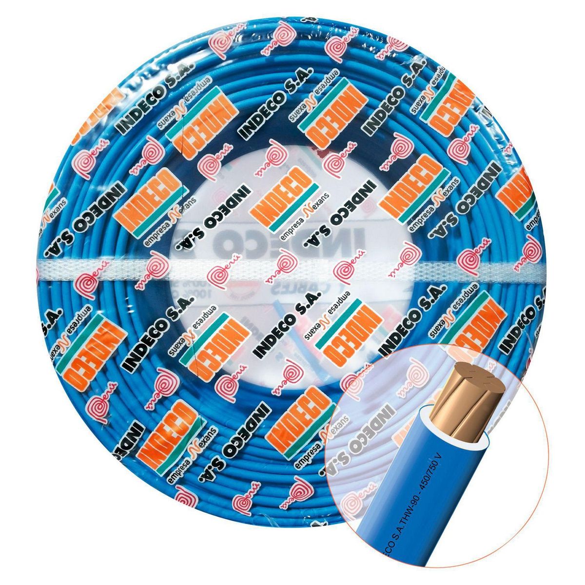 INDECO - Cable THW-90 450/750V 2.5mm2 Azul 100 Metros
