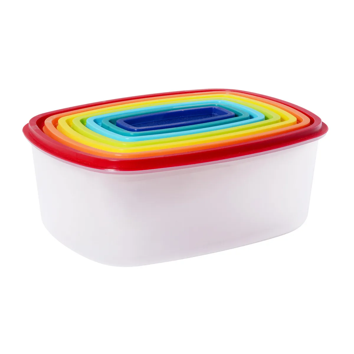 CASA BONITA - Set de tapers de plástico con tapa de colores 14 Piezas