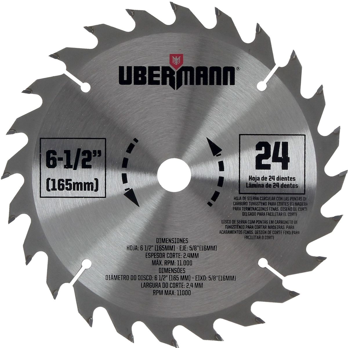 UBERMANN - Disco Sierra de 24 Dientes 6-1/2"