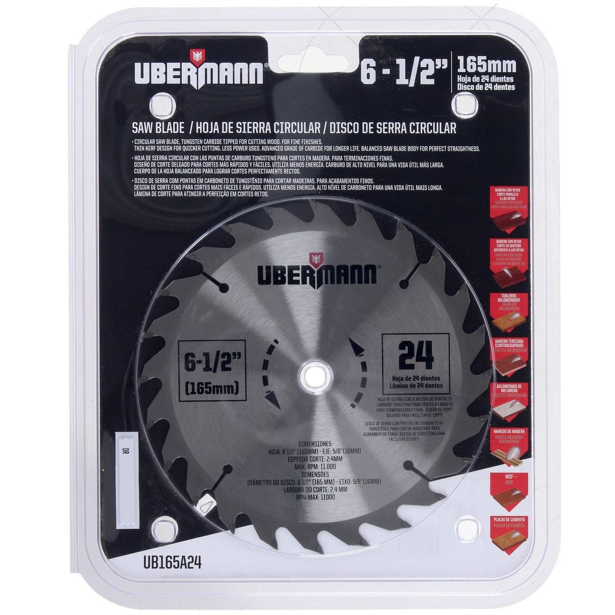 UBERMANN - Disco Sierra de 24 Dientes 6-1/2"