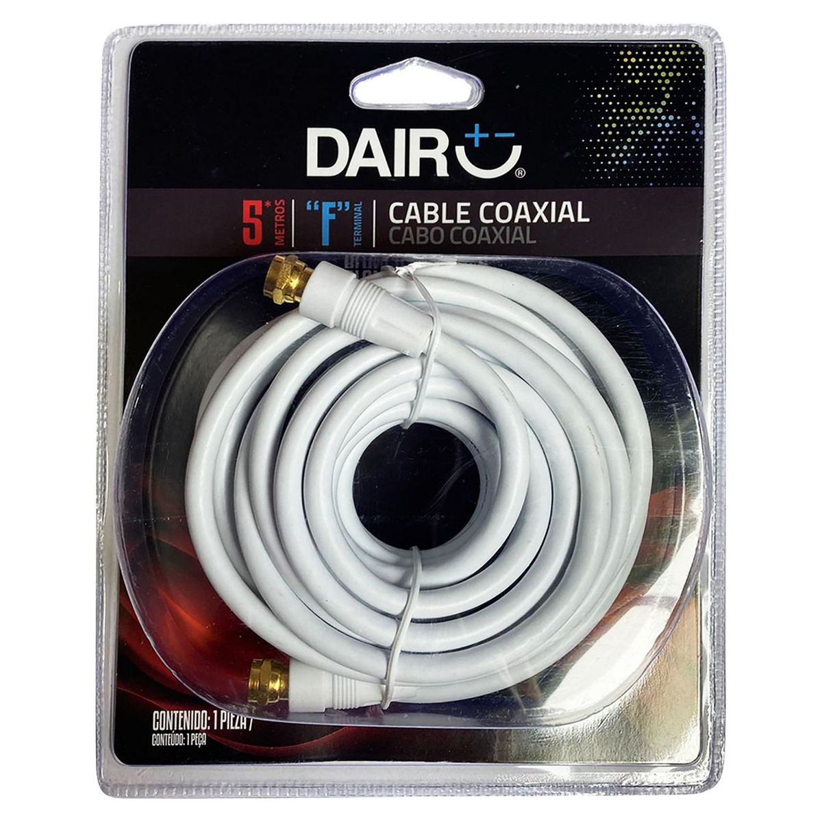 DAIRU - Cable Coaxial Term F 5 m Blanco