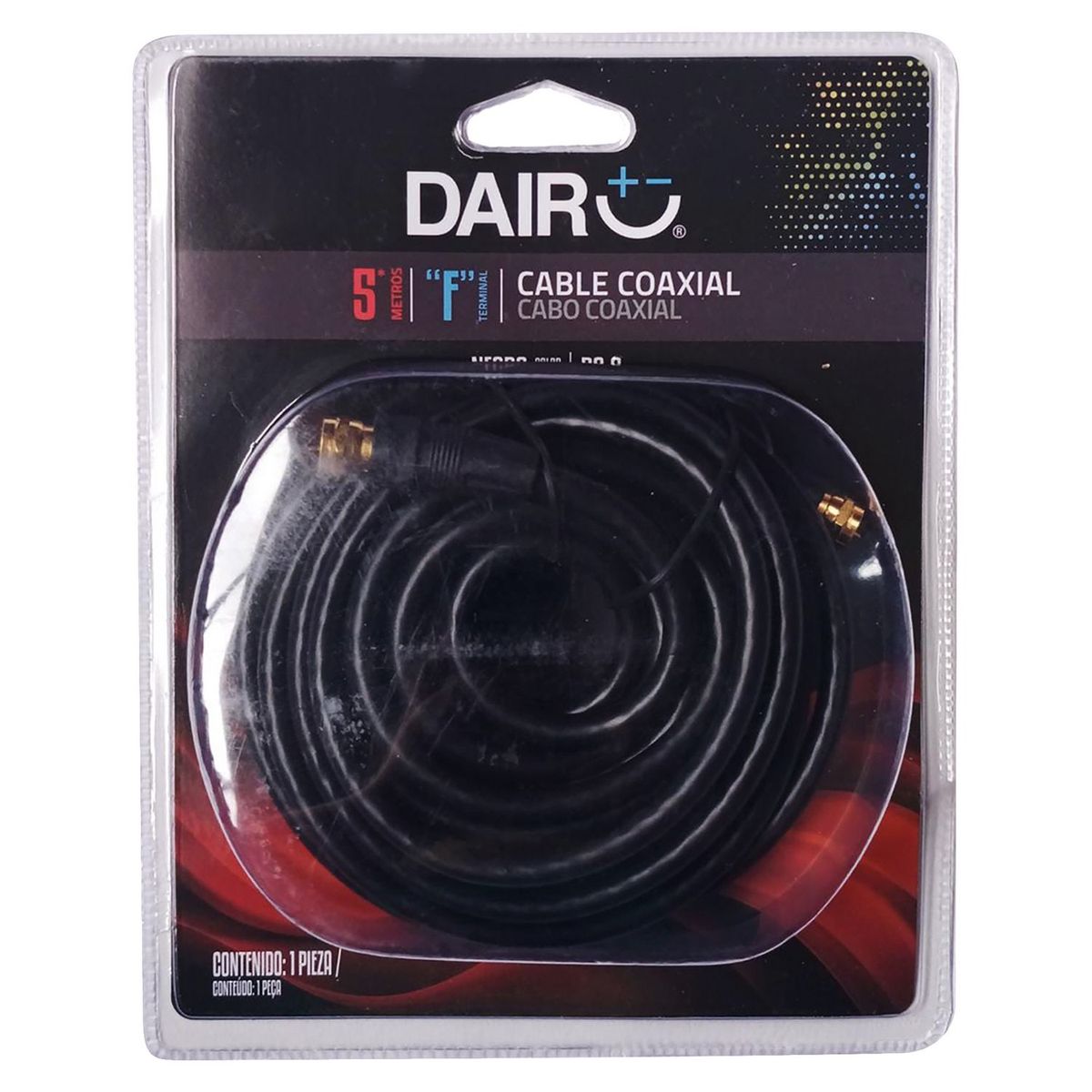 DAIRU - Cable Coaxial Term F 5 m Negro