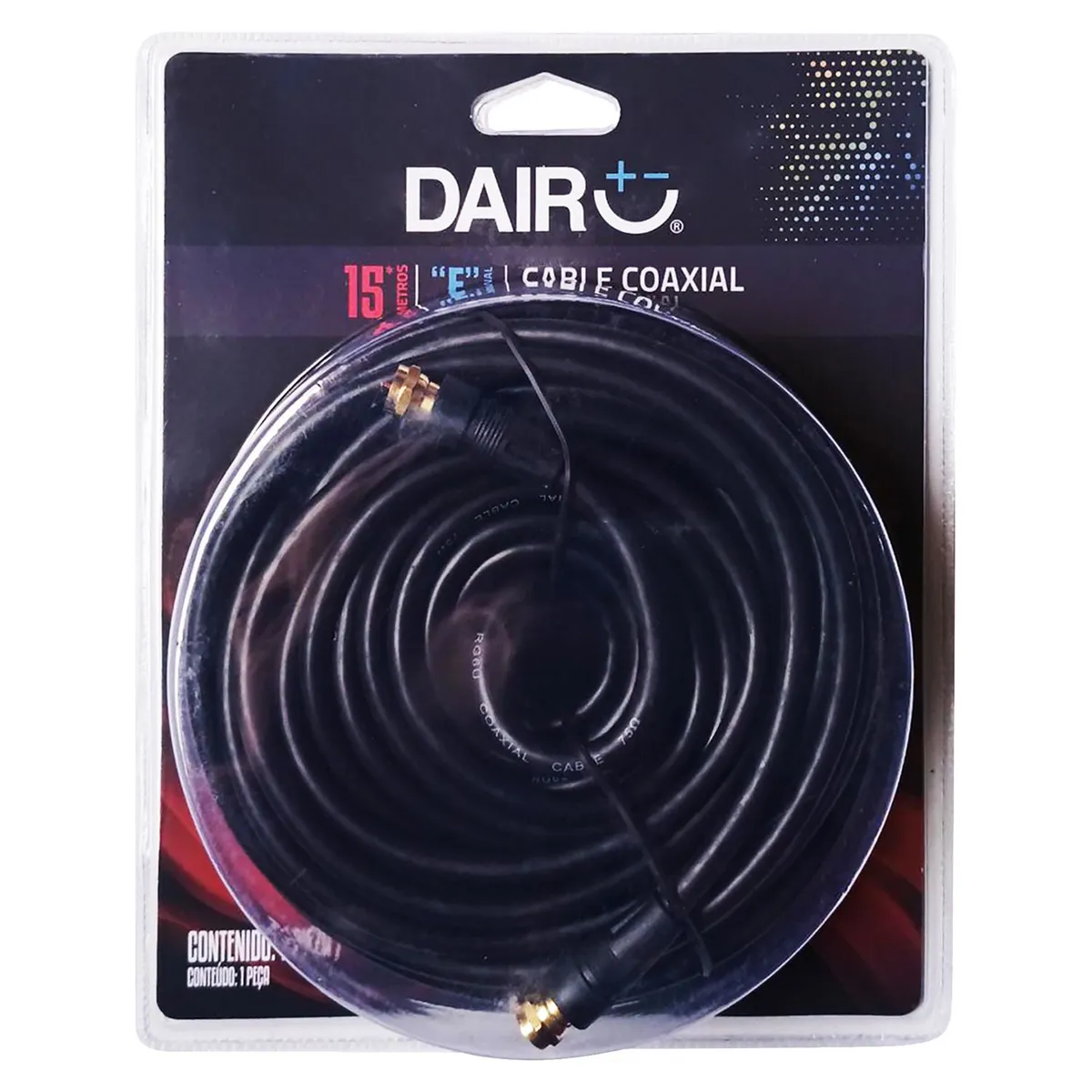 DAIRU - Cable Coaxial Term F 15 m Negro