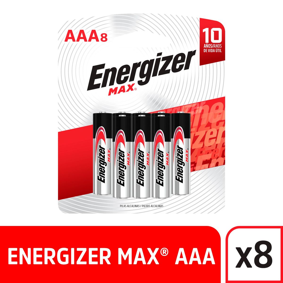 ENERGIZER - Pack de 8 pilas alcalinas AAA 1.5V Energizer