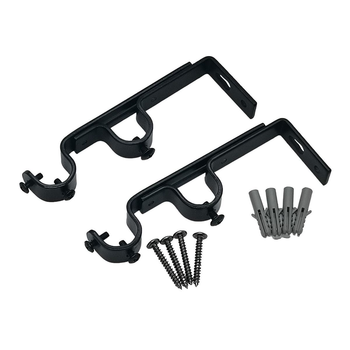 JUST HOME COLLECTION - Soporte doble Muro fierro negro 19/19mm (2un)