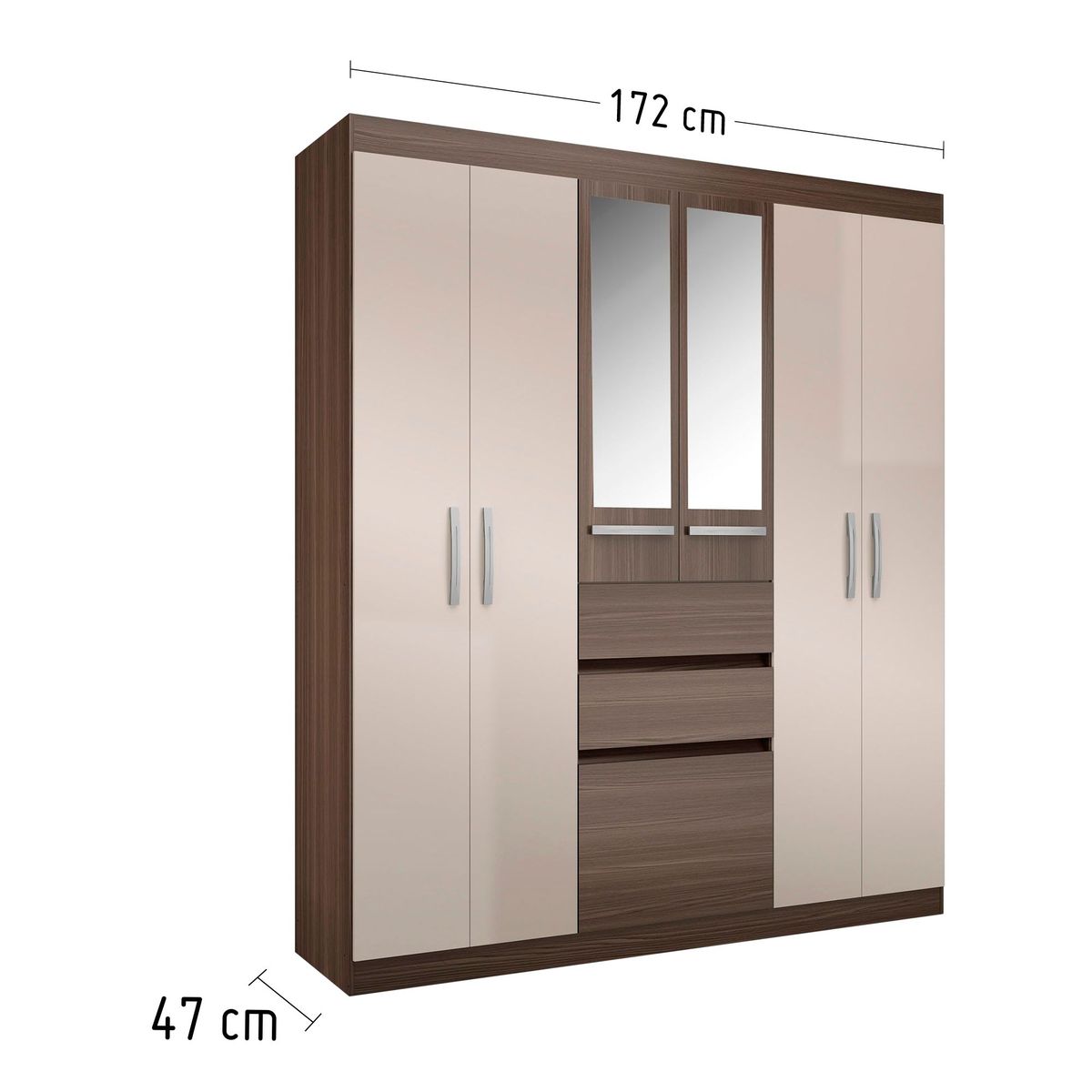 GENIALFLEX - Ropero 7 puertas 2 cajones con espejo Berna
