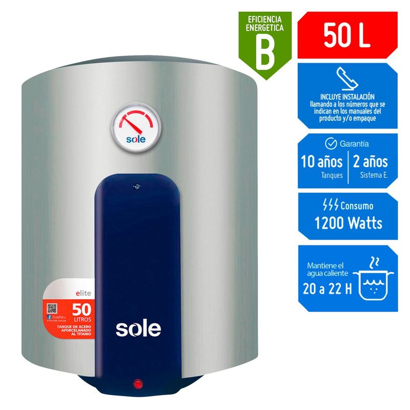 SOLE - Terma Eléctrica Sole Elite 50 litros