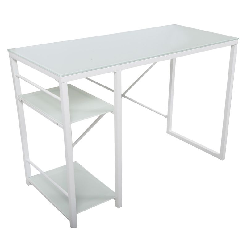 JUST HOME COLLECTION - Escritorio Blanco de Vidrio