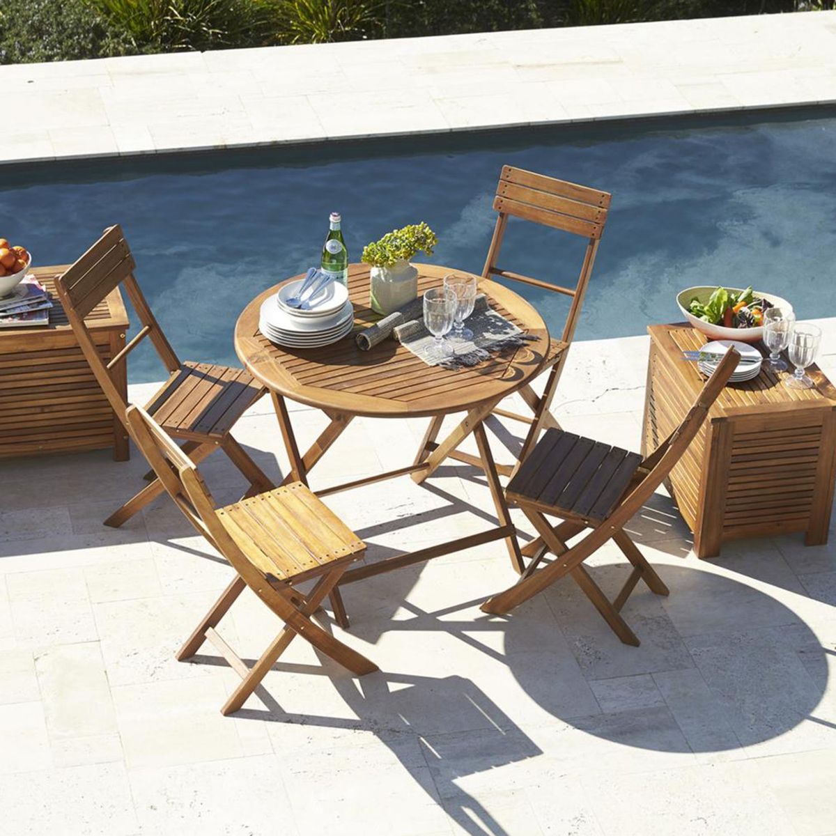 JUST HOME COLLECTION - Juego de Comedor de Terraza Catania 4 Personas Natural