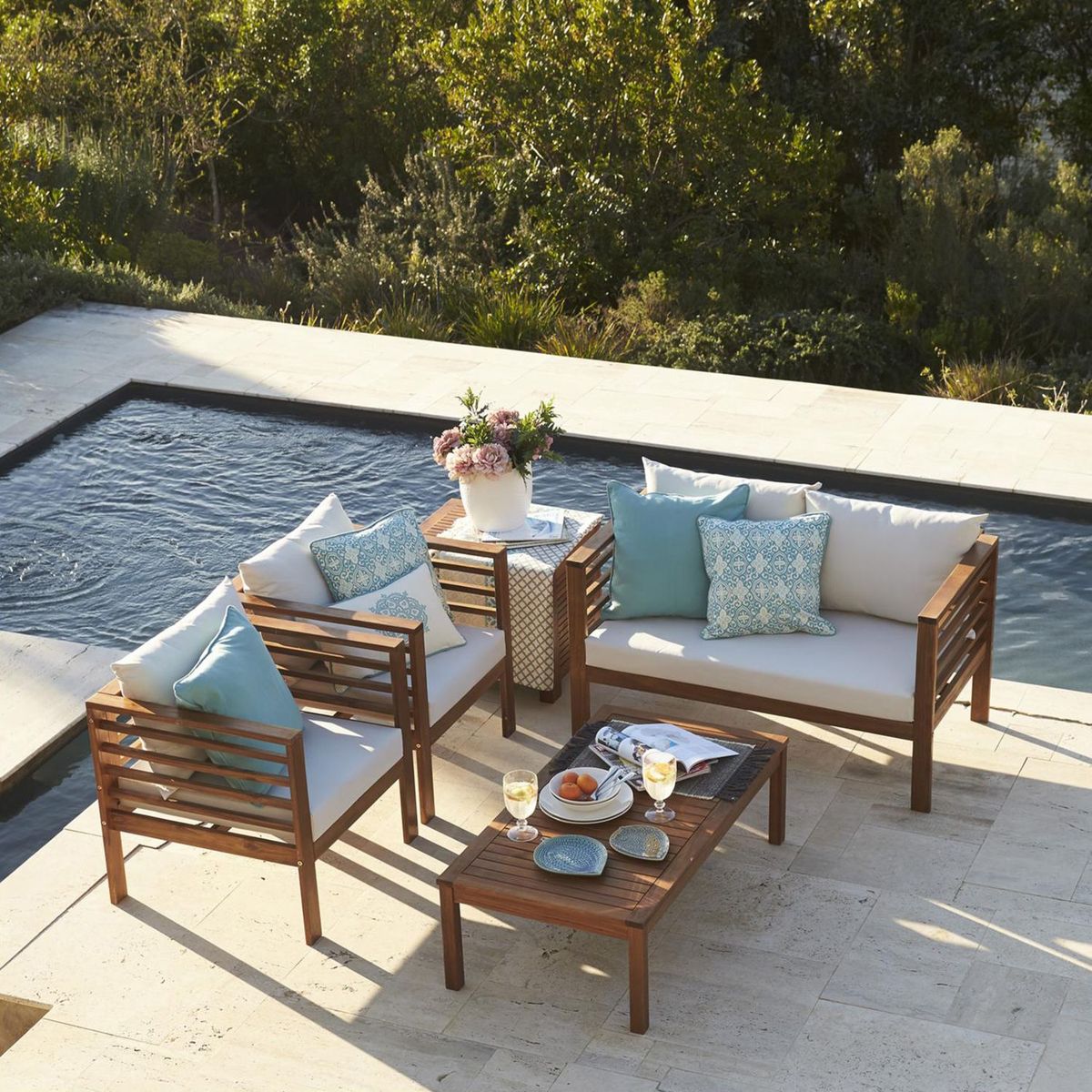 JUST HOME COLLECTION - Juego de Living de terraza Saint Pete 4 personas Natural