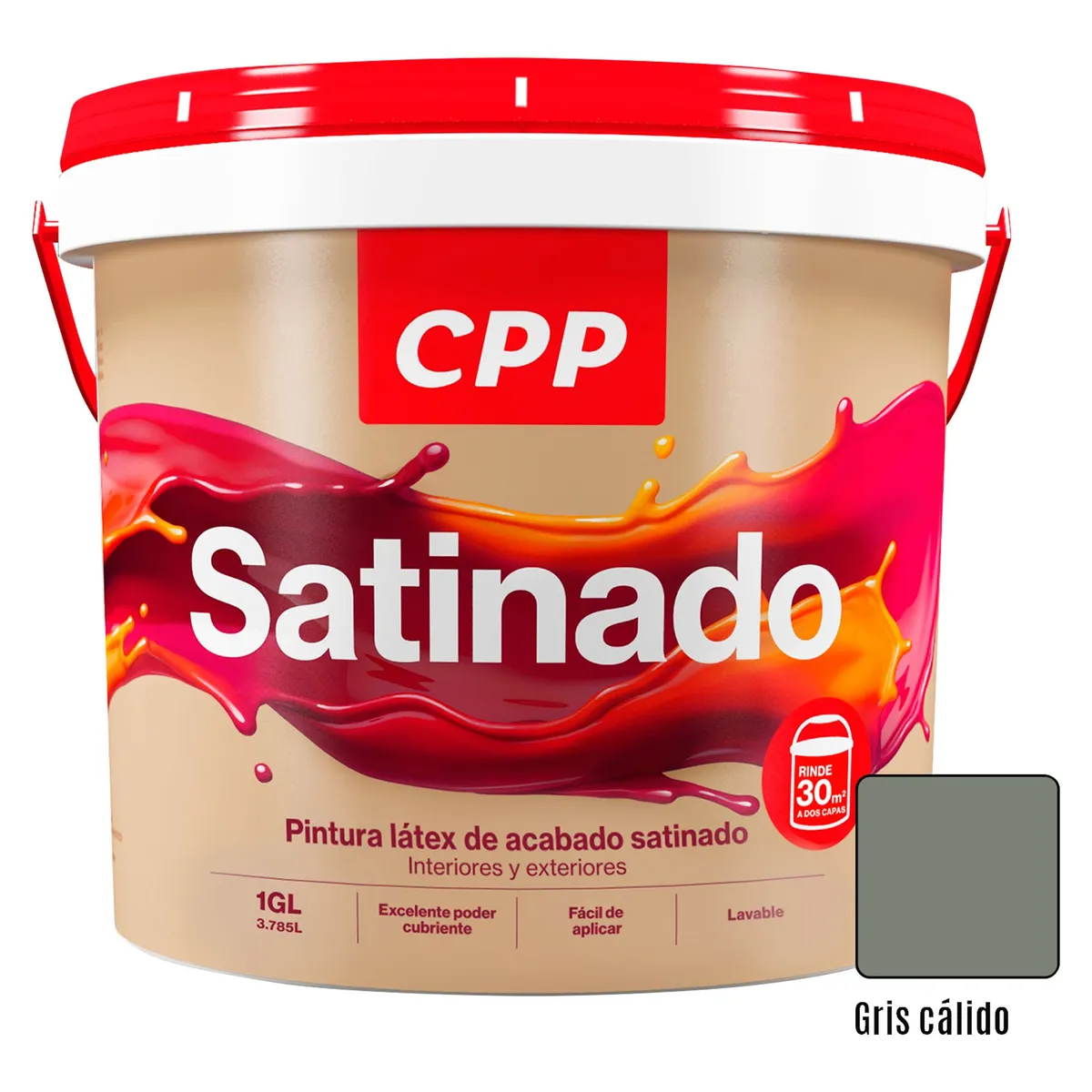Pintura Látex CPP Satinado Gris 1 Gl, marca CPP - Foto Principal
