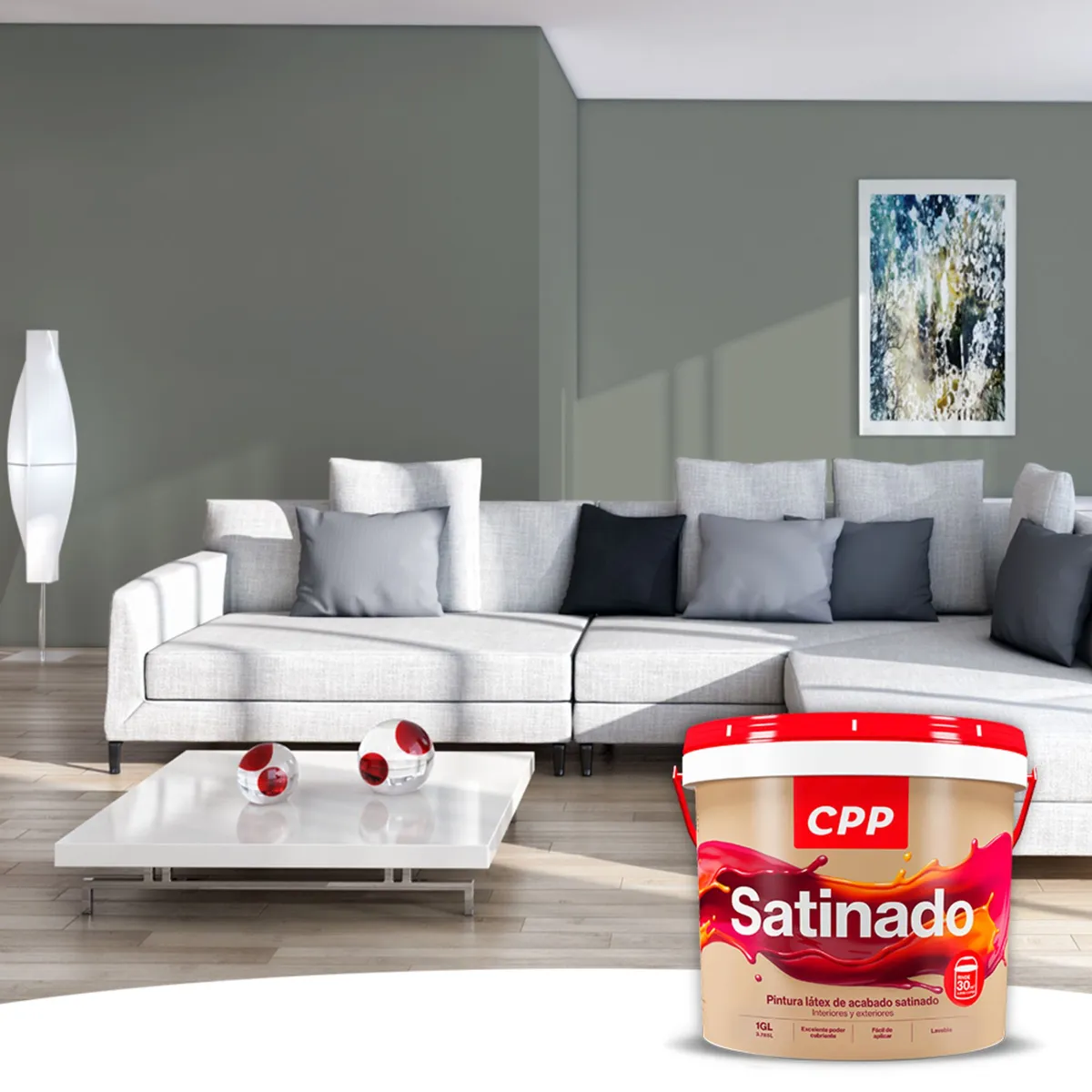 Pintura Látex CPP Satinado Gris 1 Gl, marca CPP - Foto 2
