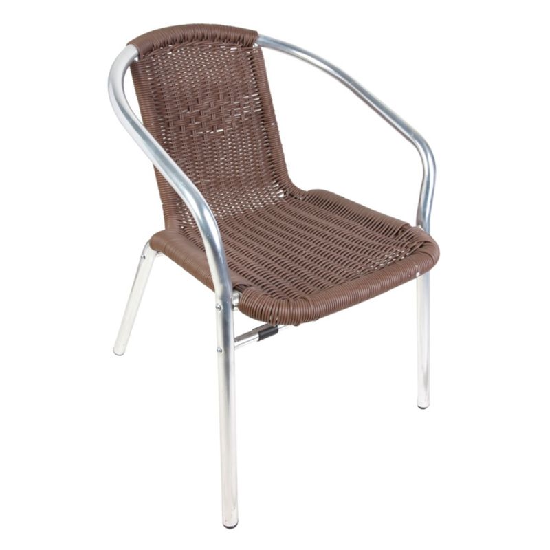 JUST HOME COLLECTION - Silla aluminio y ratán PVC Chocolate