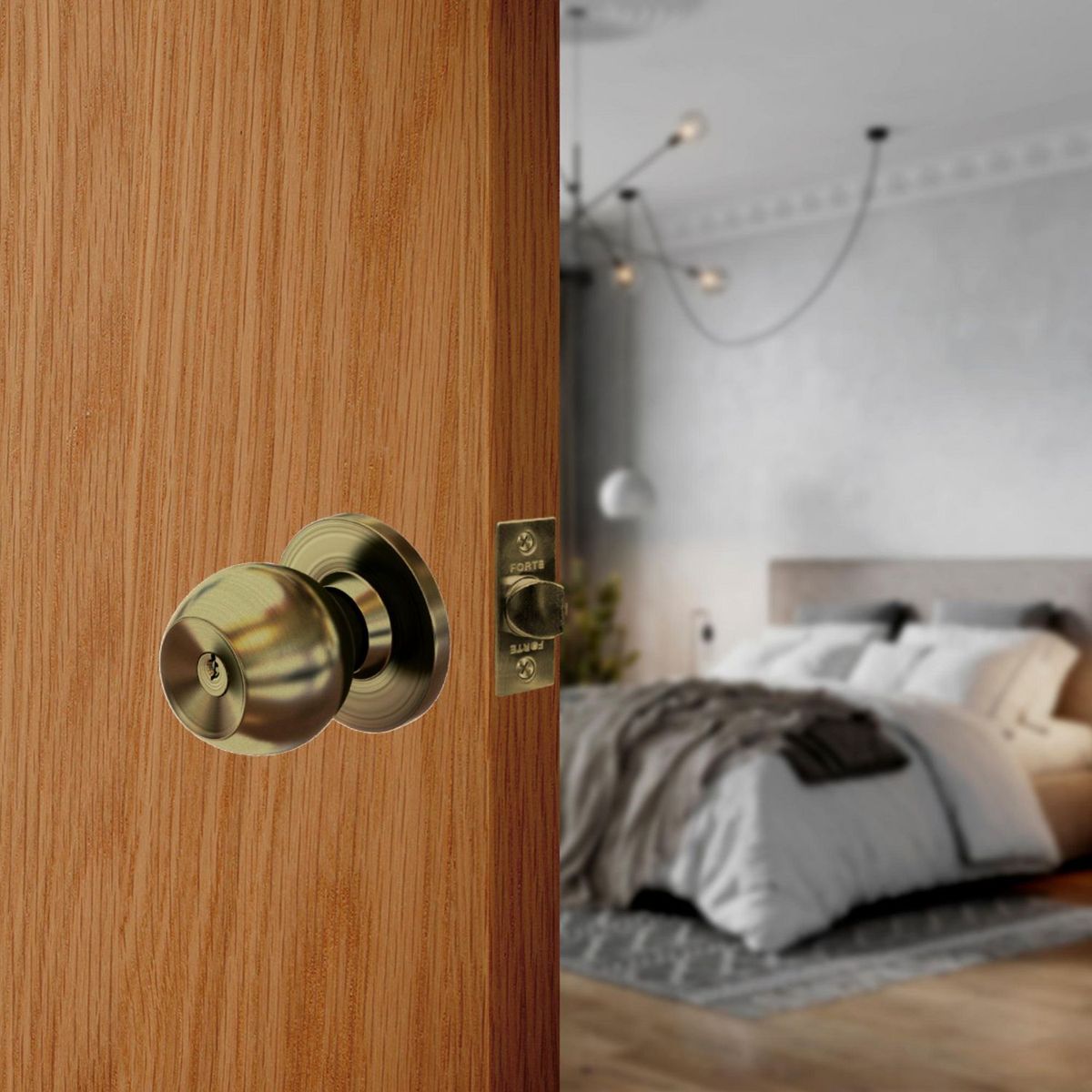 FORTE - Cerradura de Pomo Dormitorio Bronce