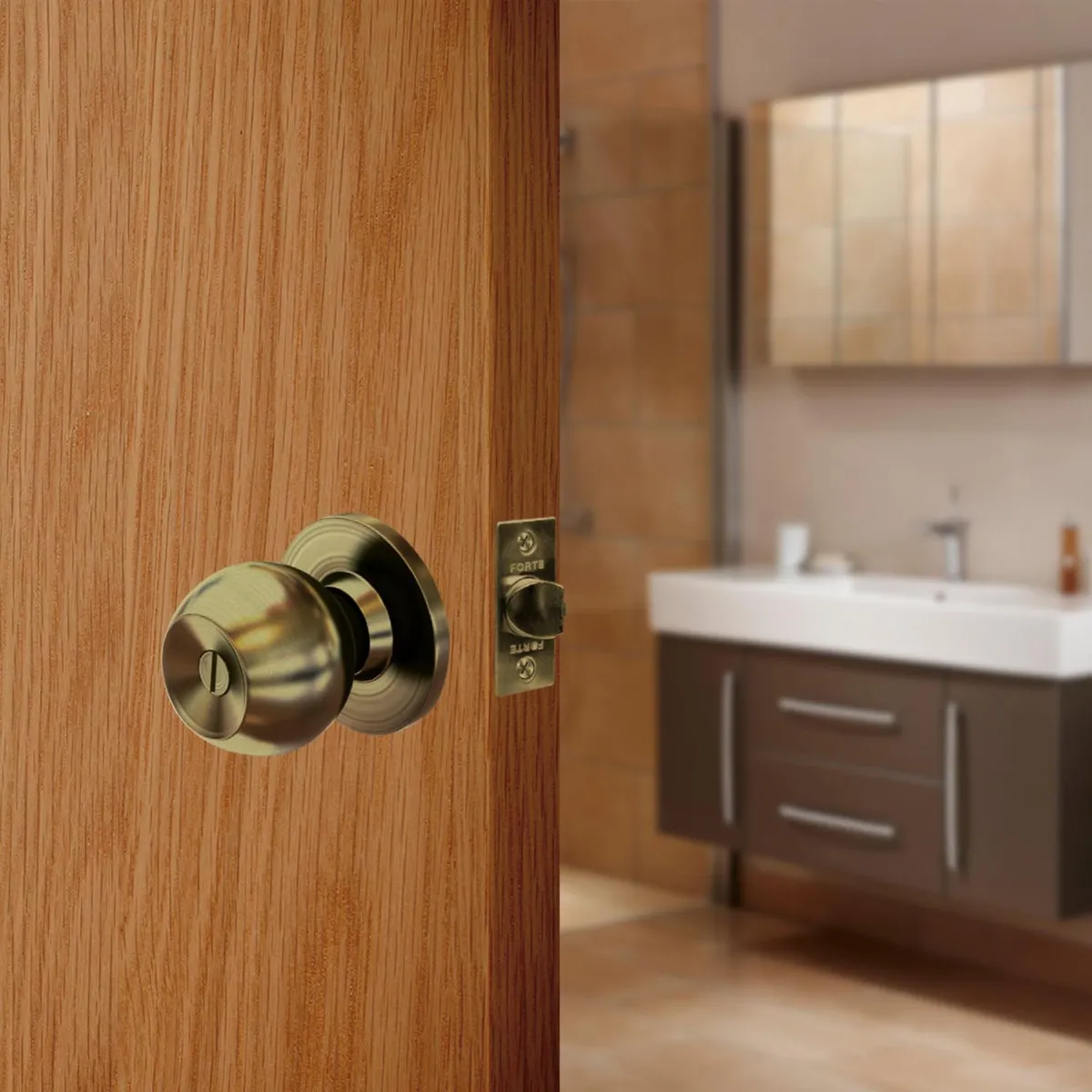 FORTE - Cerradura de Pomo Baño Bronce